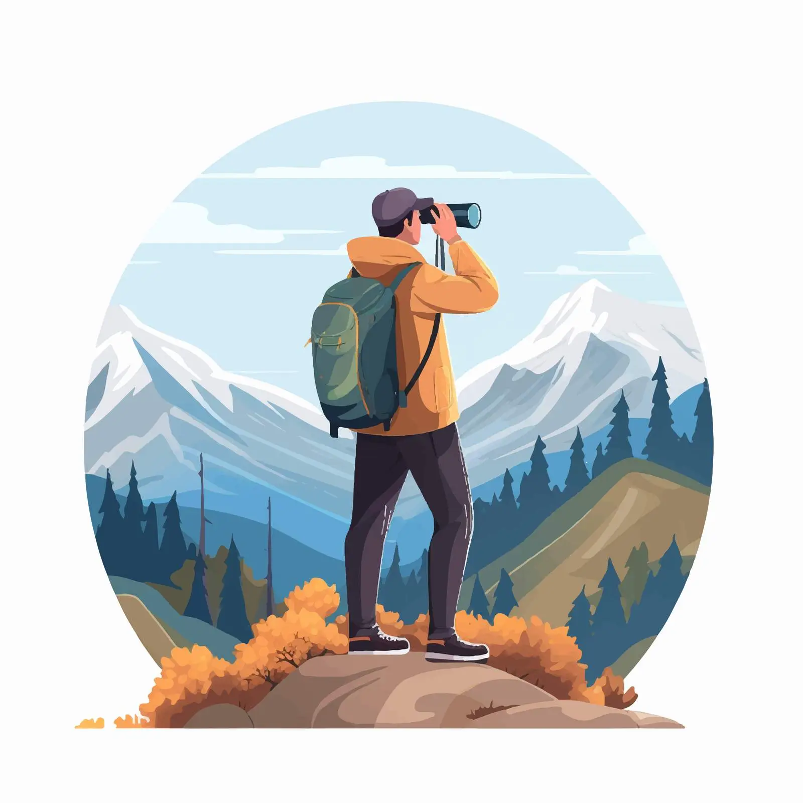 Man with Binoculars Conceptualizing the Future — free download from Dotvec