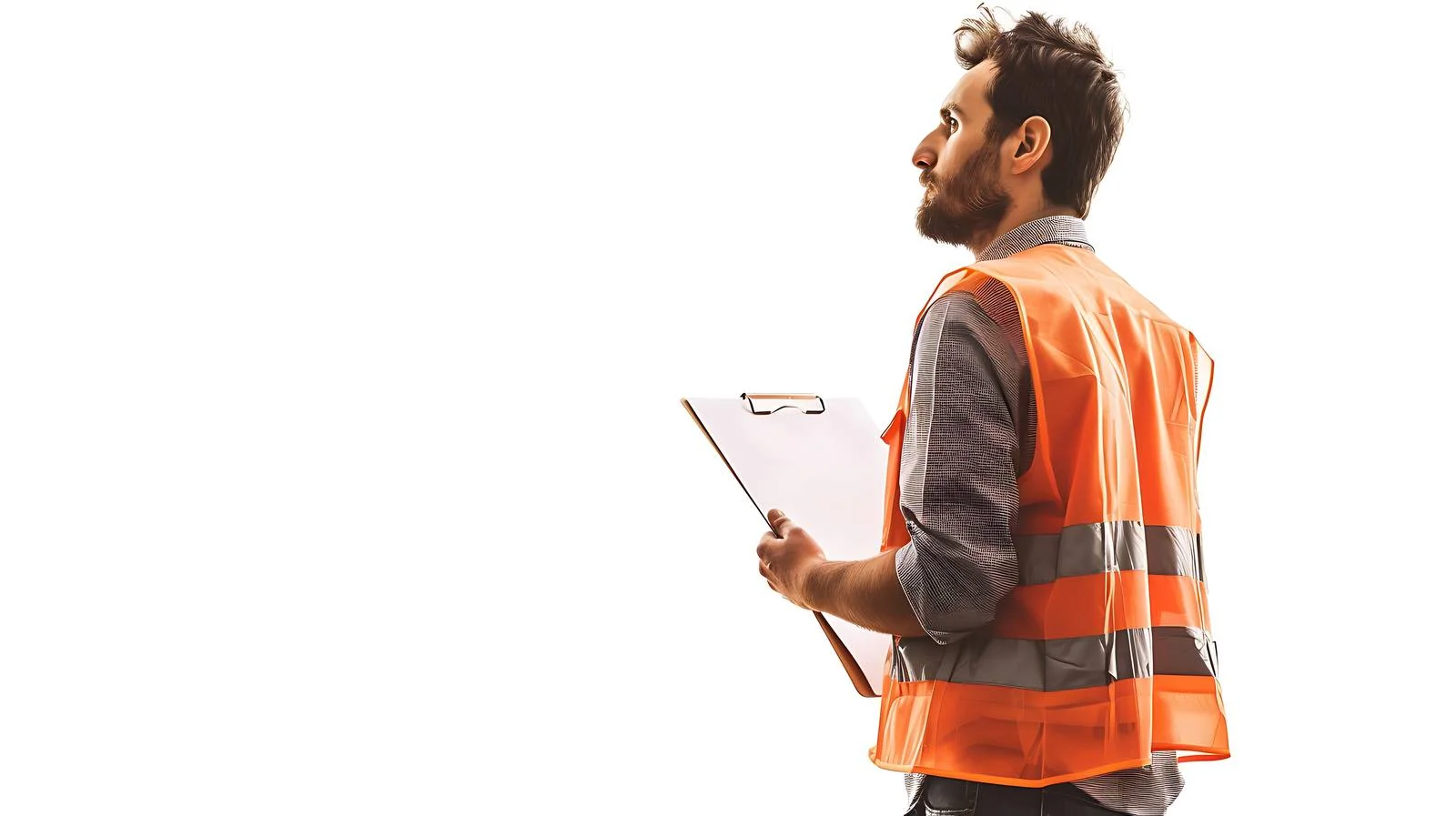 Construction Worker Reviewing Documents on Site – free safety vest image from Dotvec