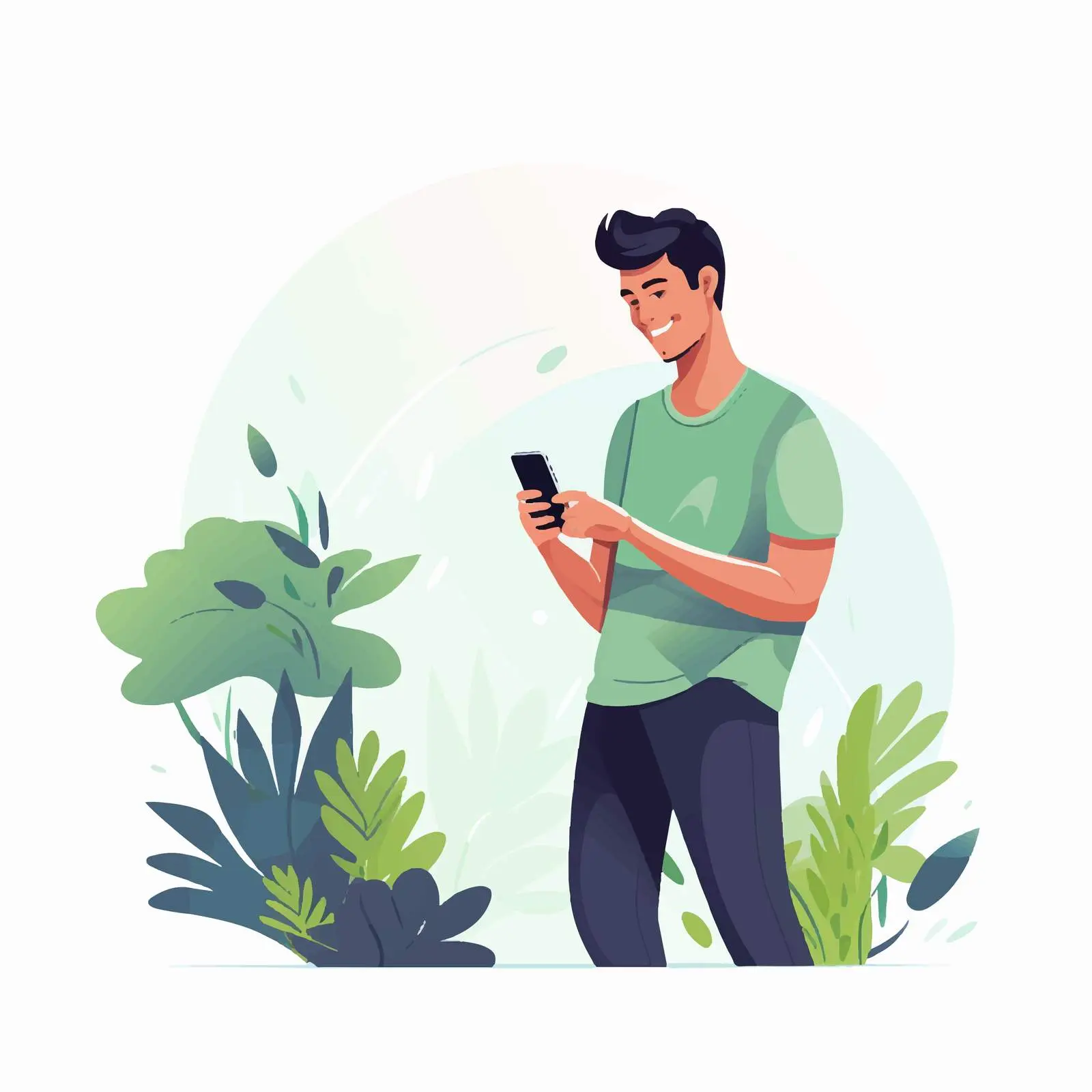 Man Texting on Mobile Phone for Social Media — free download from Dotvec