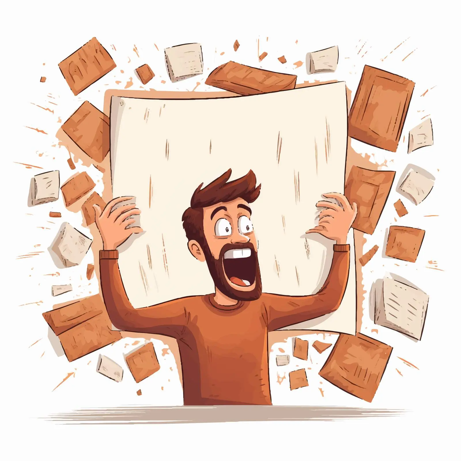 Man Experiencing Stress Attack with Corkboard Notes — free download from Dotvec