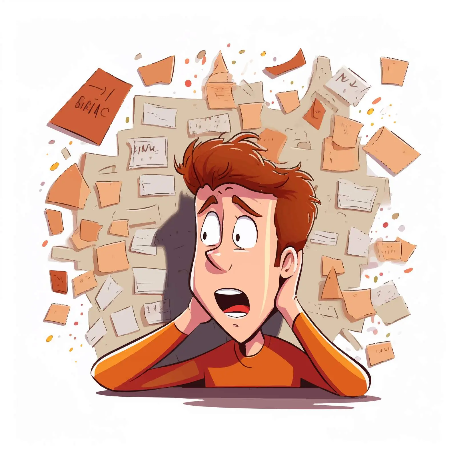 Man Experiencing Stress Attack with Notes – free coping image from Dotvec