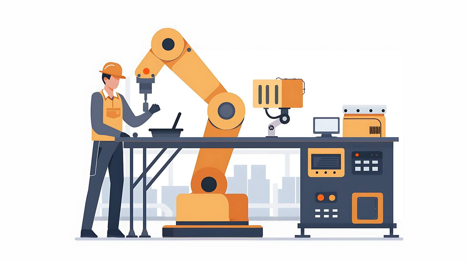 Factory Worker Operating Machine — free download from Dotvec