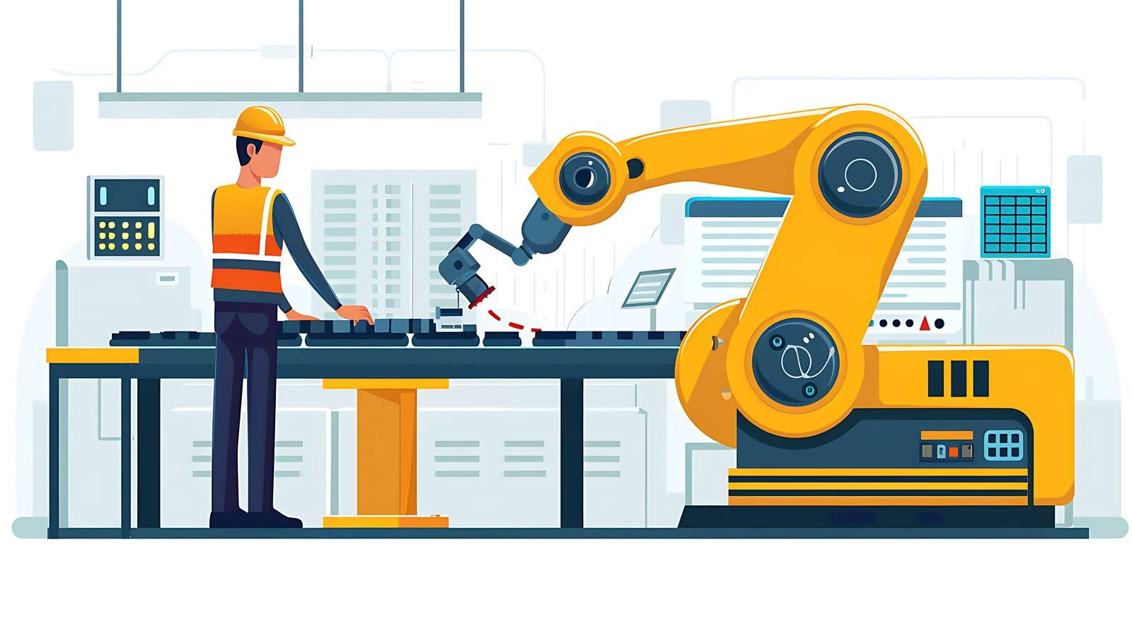 Factory Worker Operating Machine — free download from Dotvec