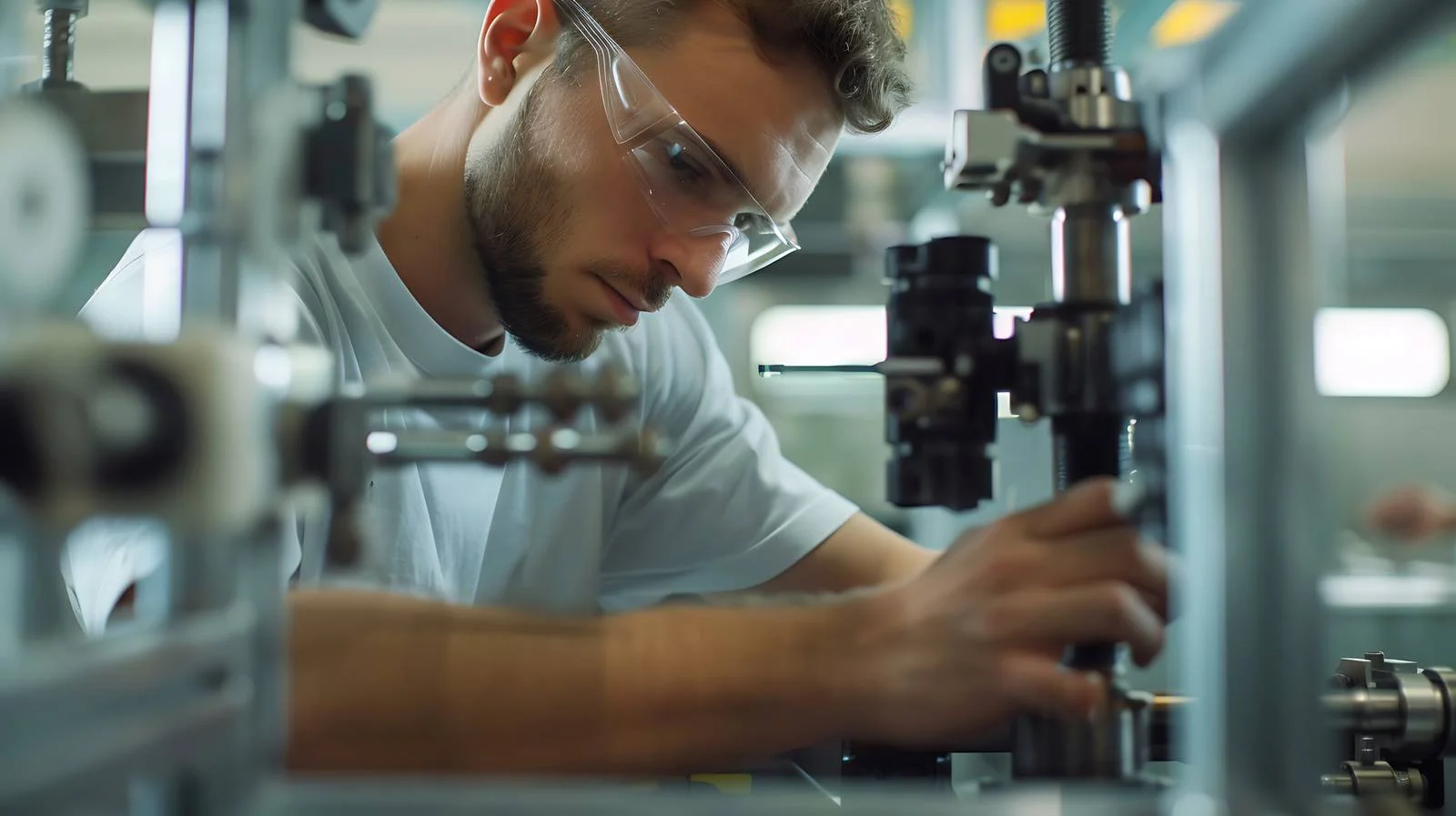 Factory Worker Operating Machine — free download from Dotvec