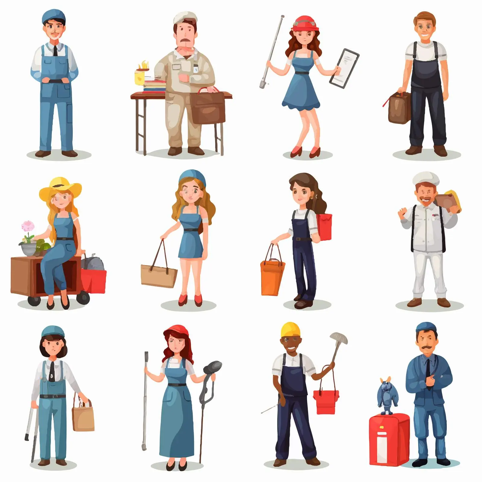 Men and Women in Various Occupations Vector – free skillset image from Dotvec