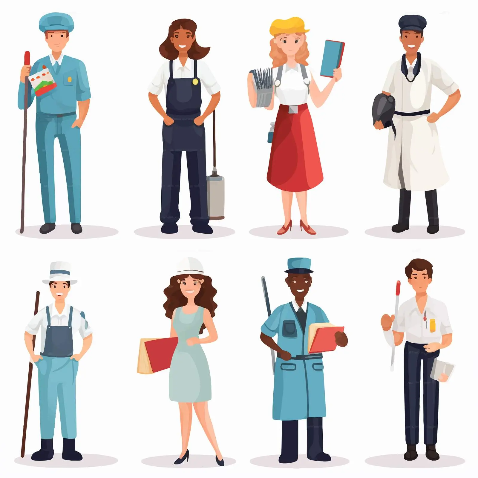 Men and Women in Various Occupations Vector — free download from Dotvec