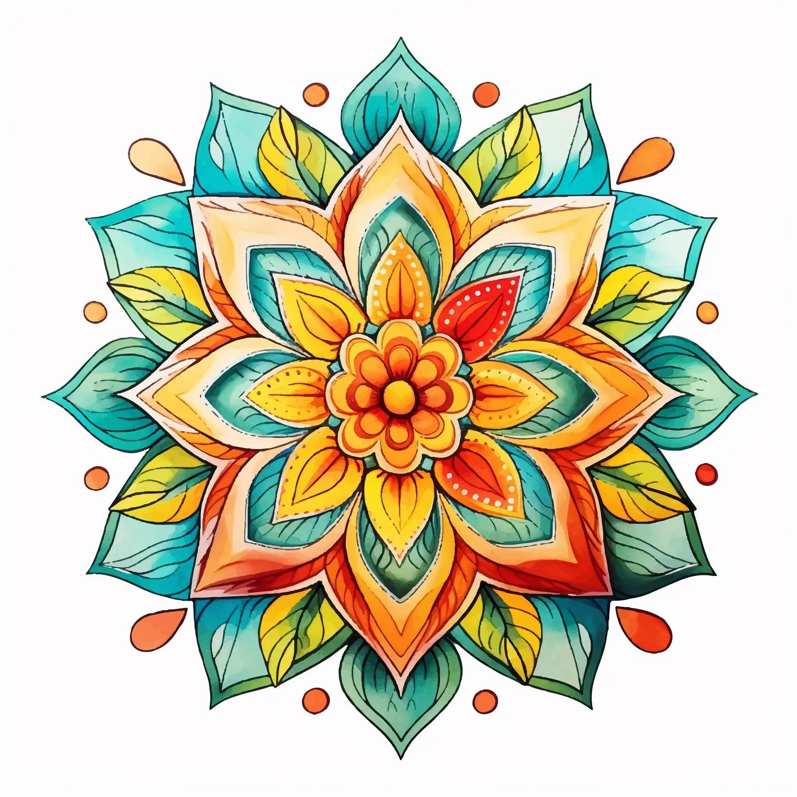 Doodle Watercolor Mandala Decoration Vector — free download from Dotvec
