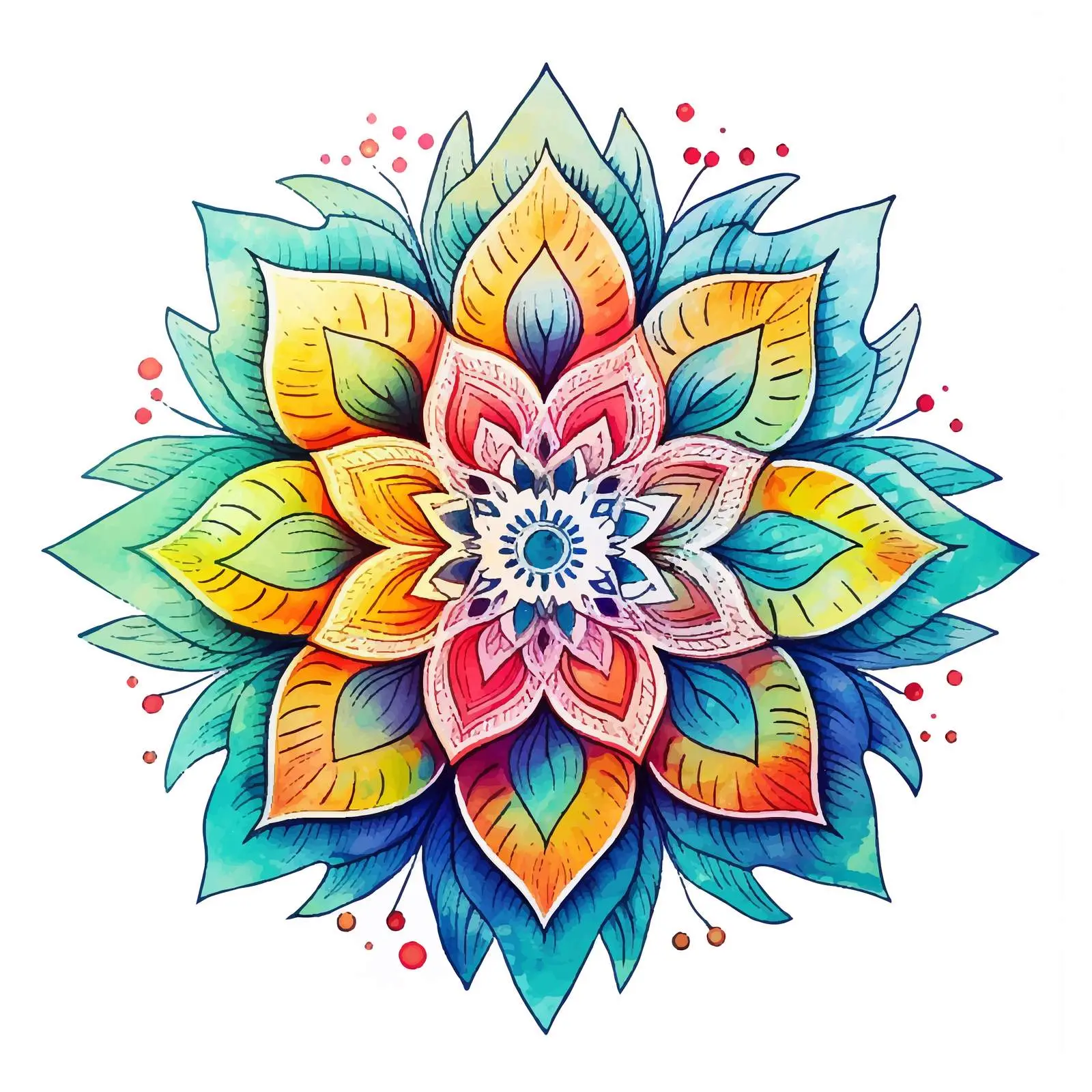 Doodle Watercolor Mandala Banner Design — free download from Dotvec