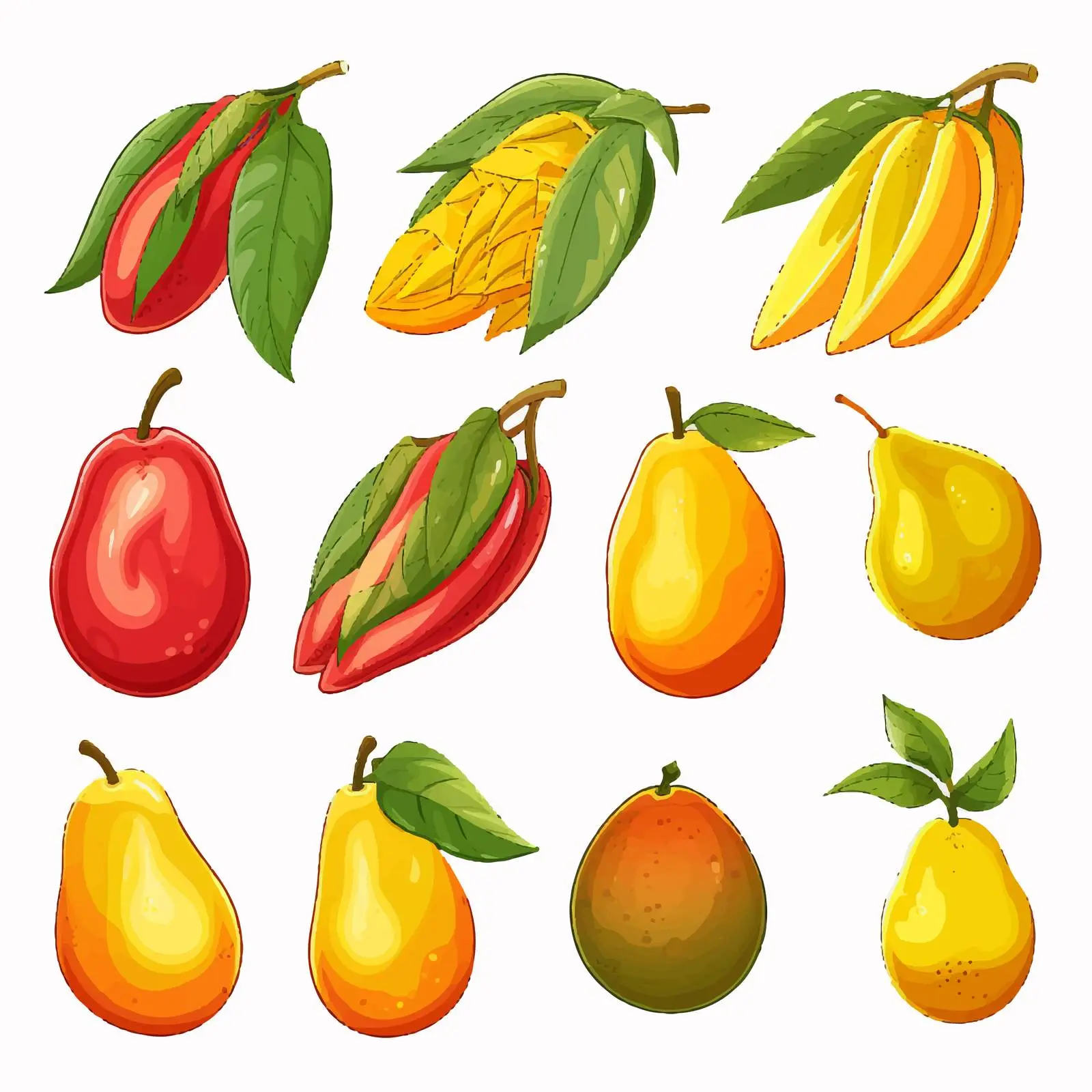 Mango Fruit Line Vector Illustration — free download from Dotvec