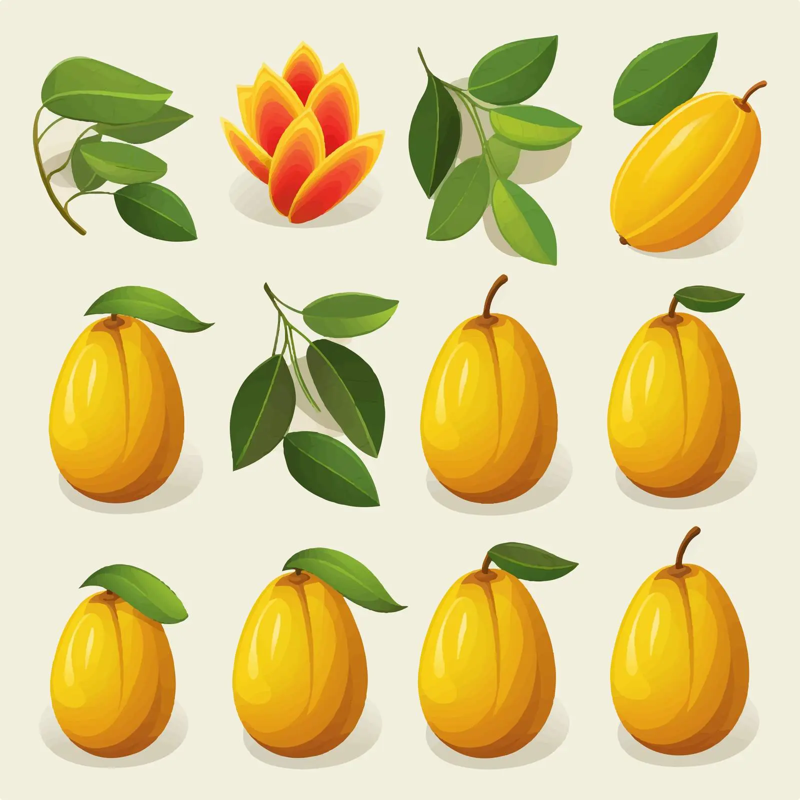 Mango Fruit Line Vector Illustration on White Background — free download from Dotvec