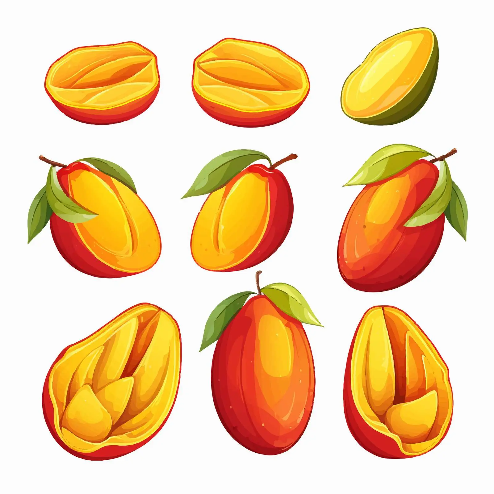 Mango Fruit Line Vector Illustration on White Background – free natural illustration image from Dotvec
