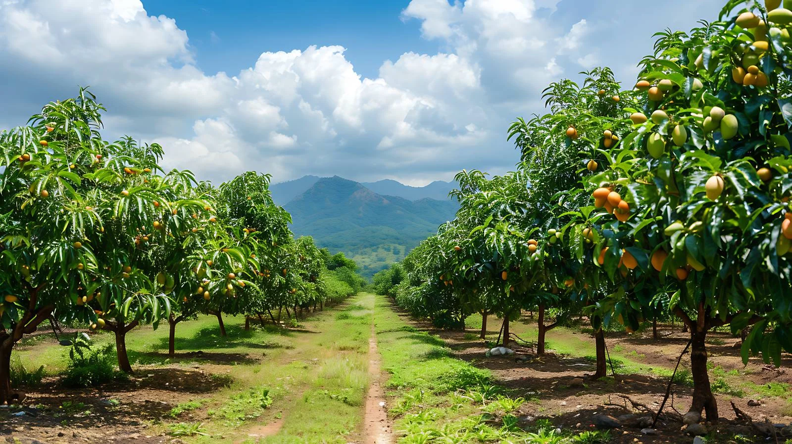 Lush Mango Tree Farm Alley View — free download from Dotvec