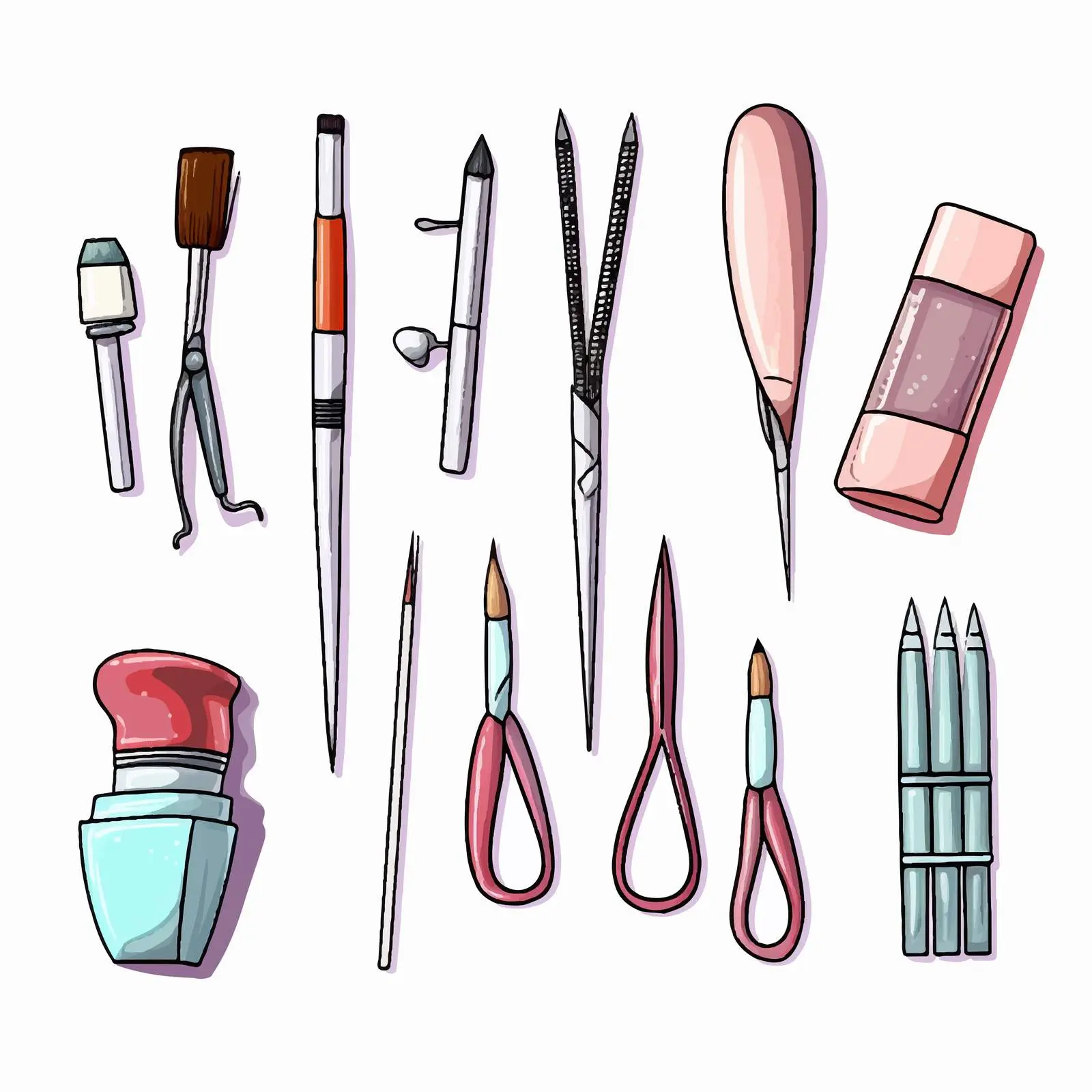 Nail Care Tools Sketch with Gloved Hands — free download from Dotvec
