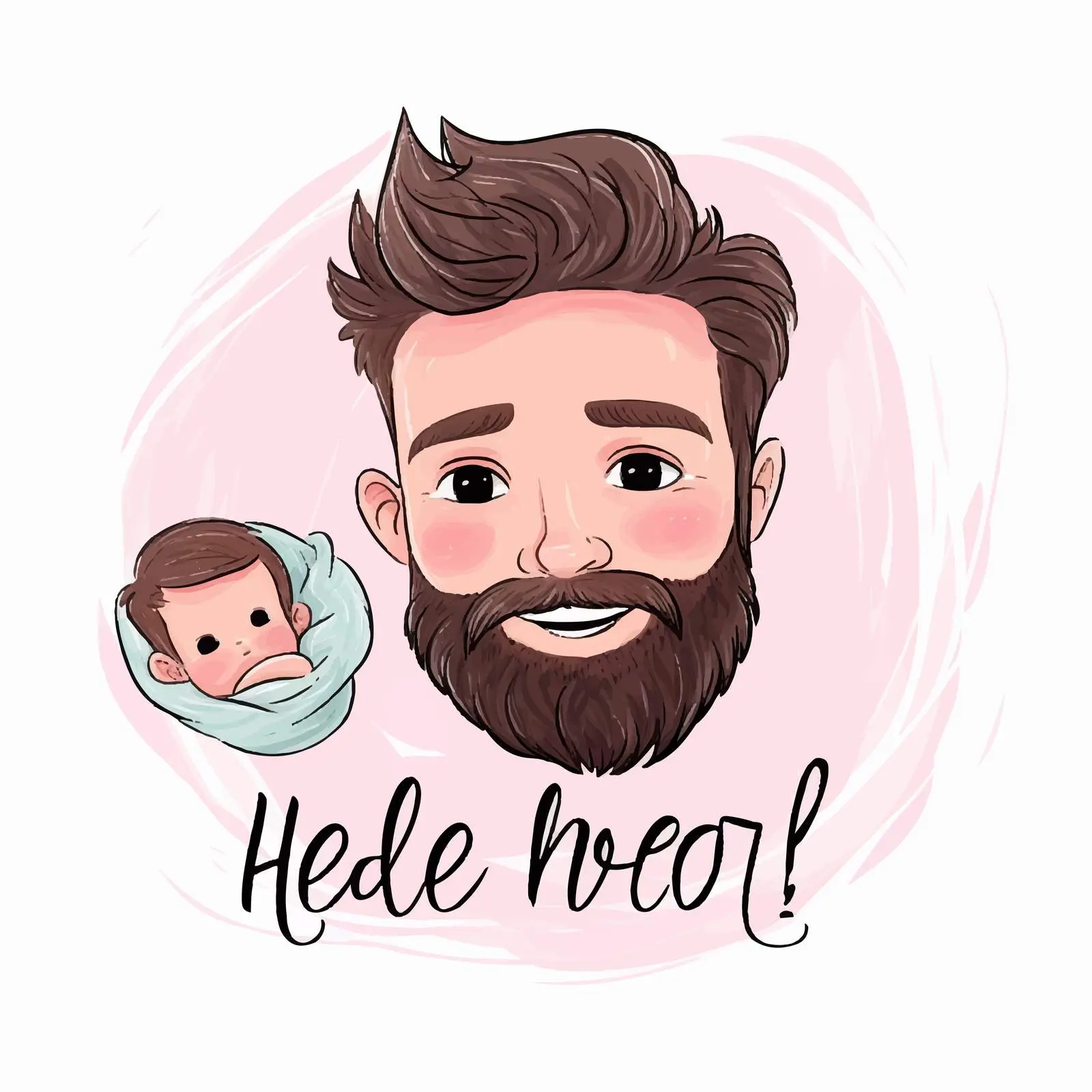 Hand Holding Newborn Postcard with Pastel Strokes — free download from Dotvec