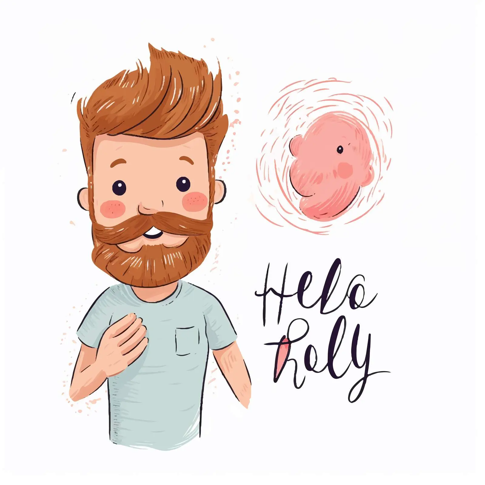 Hand Holding Newborn Postcard with Pastel Strokes — free download from Dotvec