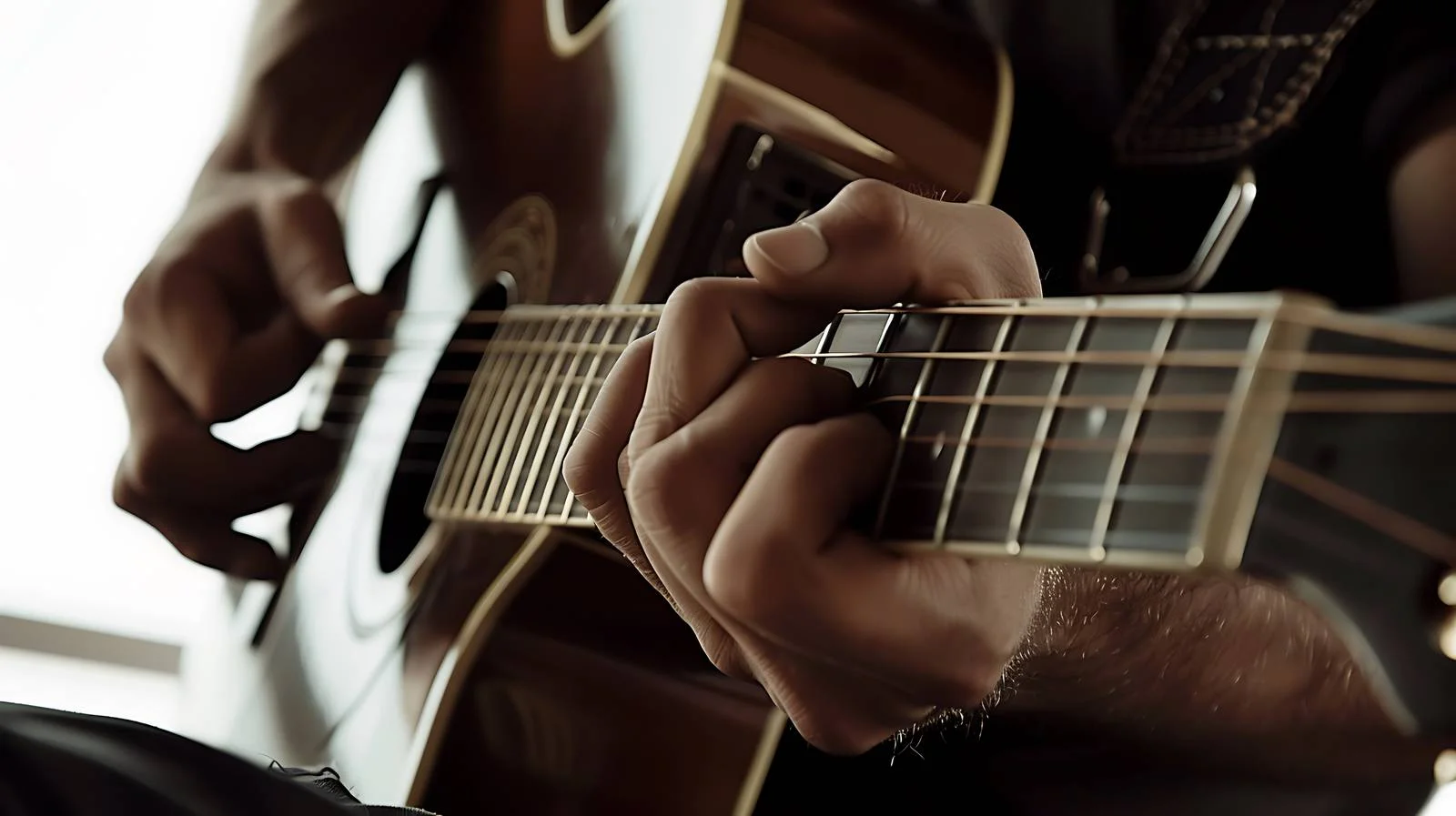 Acoustic Guitar Playing Close-Up — free download from Dotvec
