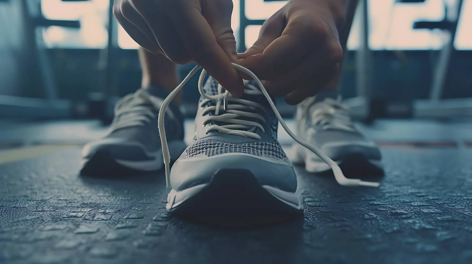 Man Tying Shoelaces in Gym — free download from Dotvec