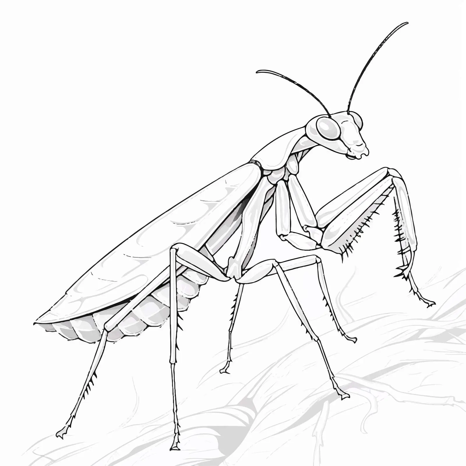 Outline Vector Illustration of Mantis on White Background — free download from Dotvec
