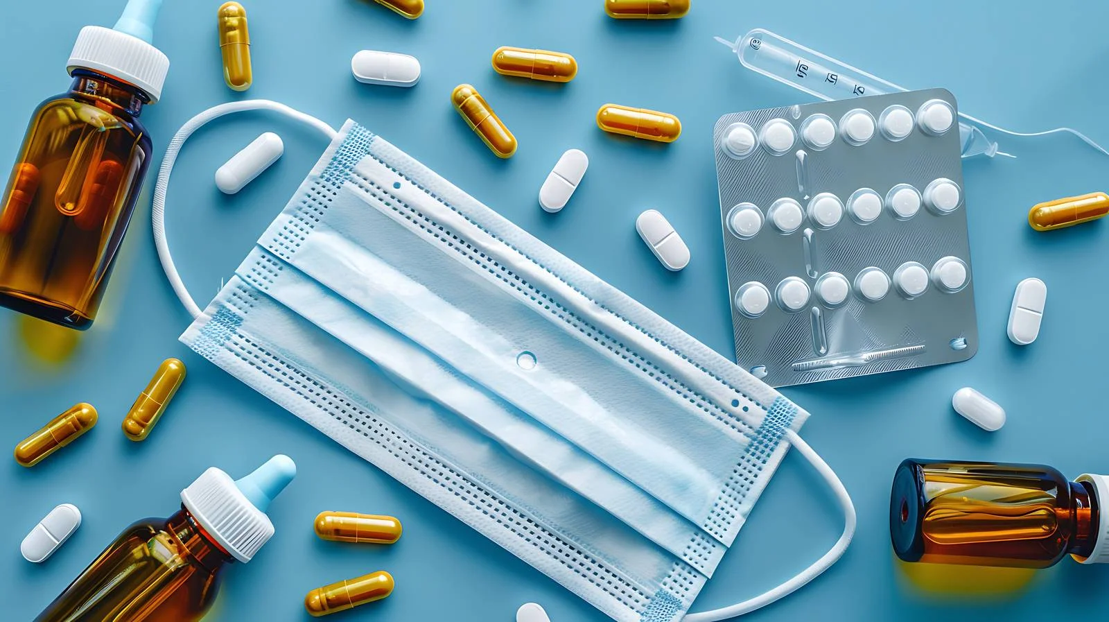 Medical Supplies on Blue Background — free download from Dotvec