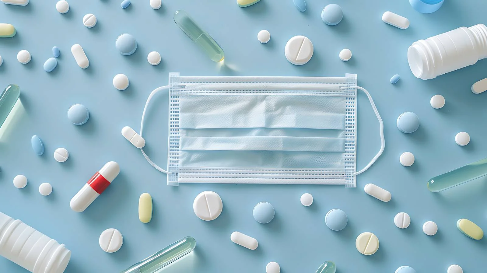 Medical Supplies on Blue Background — free download from Dotvec