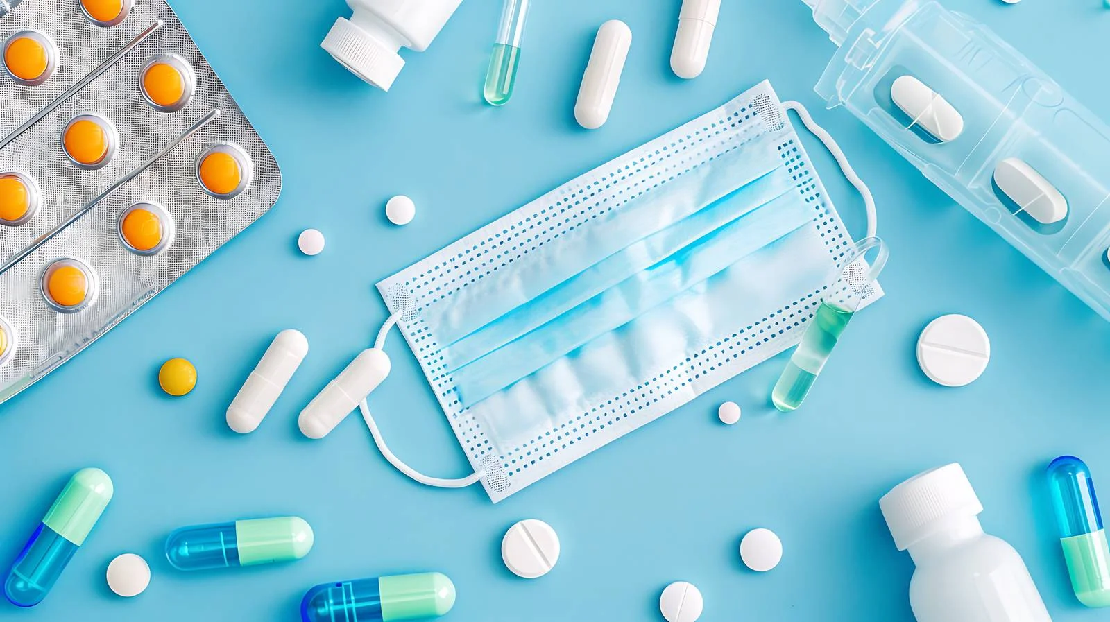 Medical Supplies on Blue Background — free download from Dotvec