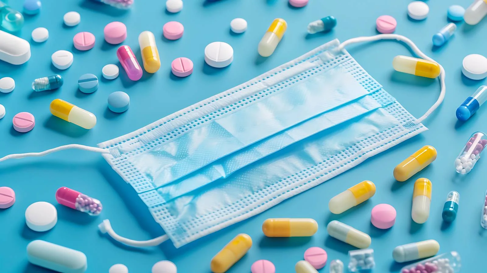 Medical Supplies on Blue Background — free download from Dotvec