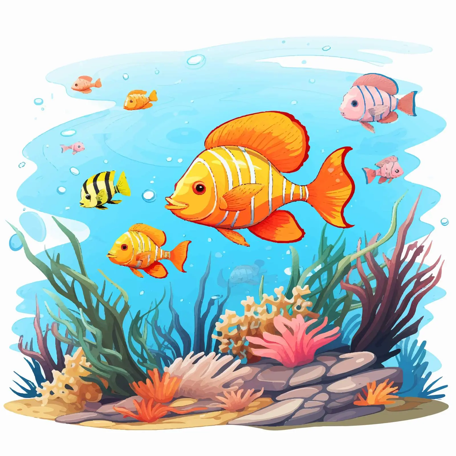 Cartoon Angler Fishes in Underwater Scene — free download from Dotvec