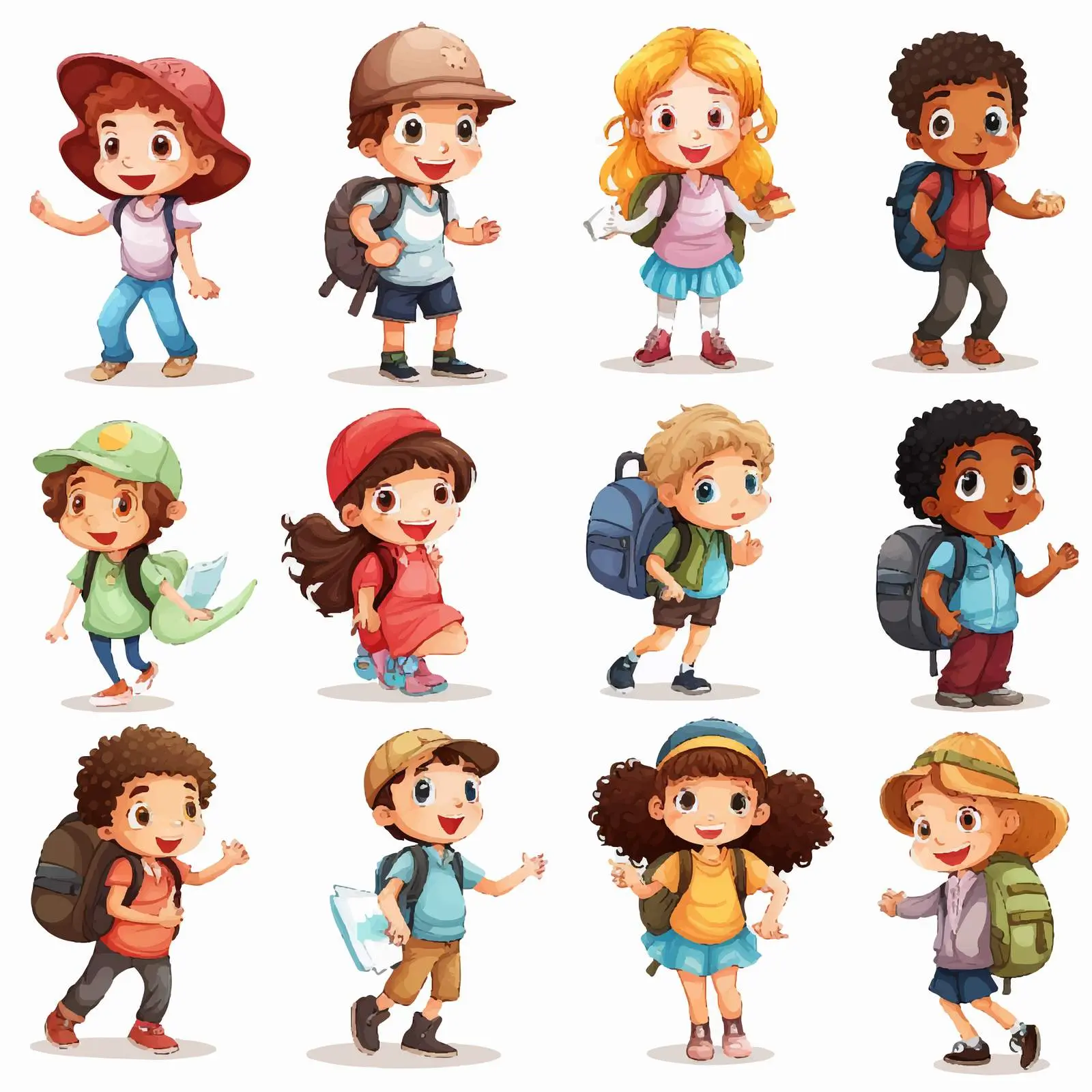 Children Engaged in Various Activities Illustration — free download from Dotvec