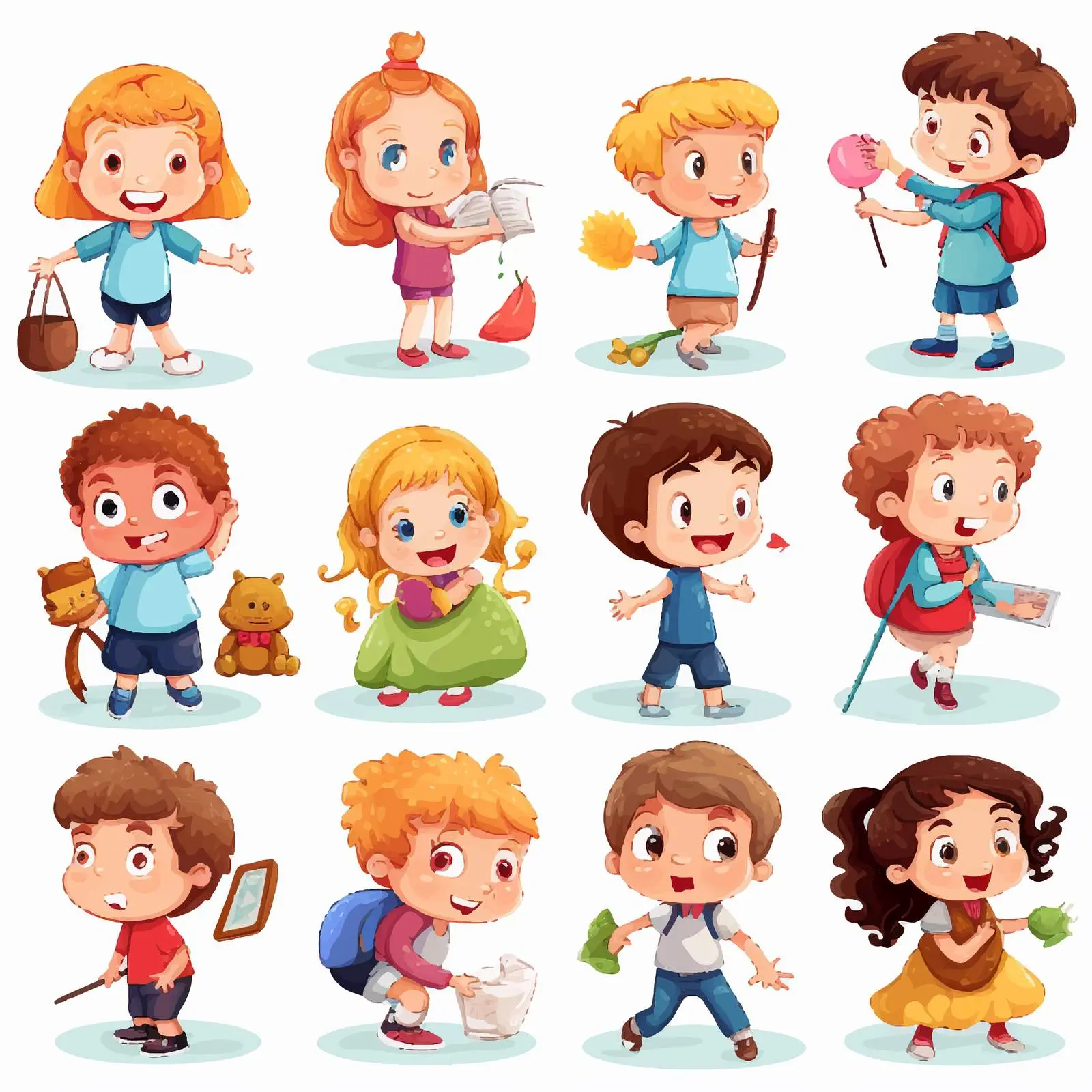 Children Engaging in Various Fun Activities Illustration – free sociability image from Dotvec