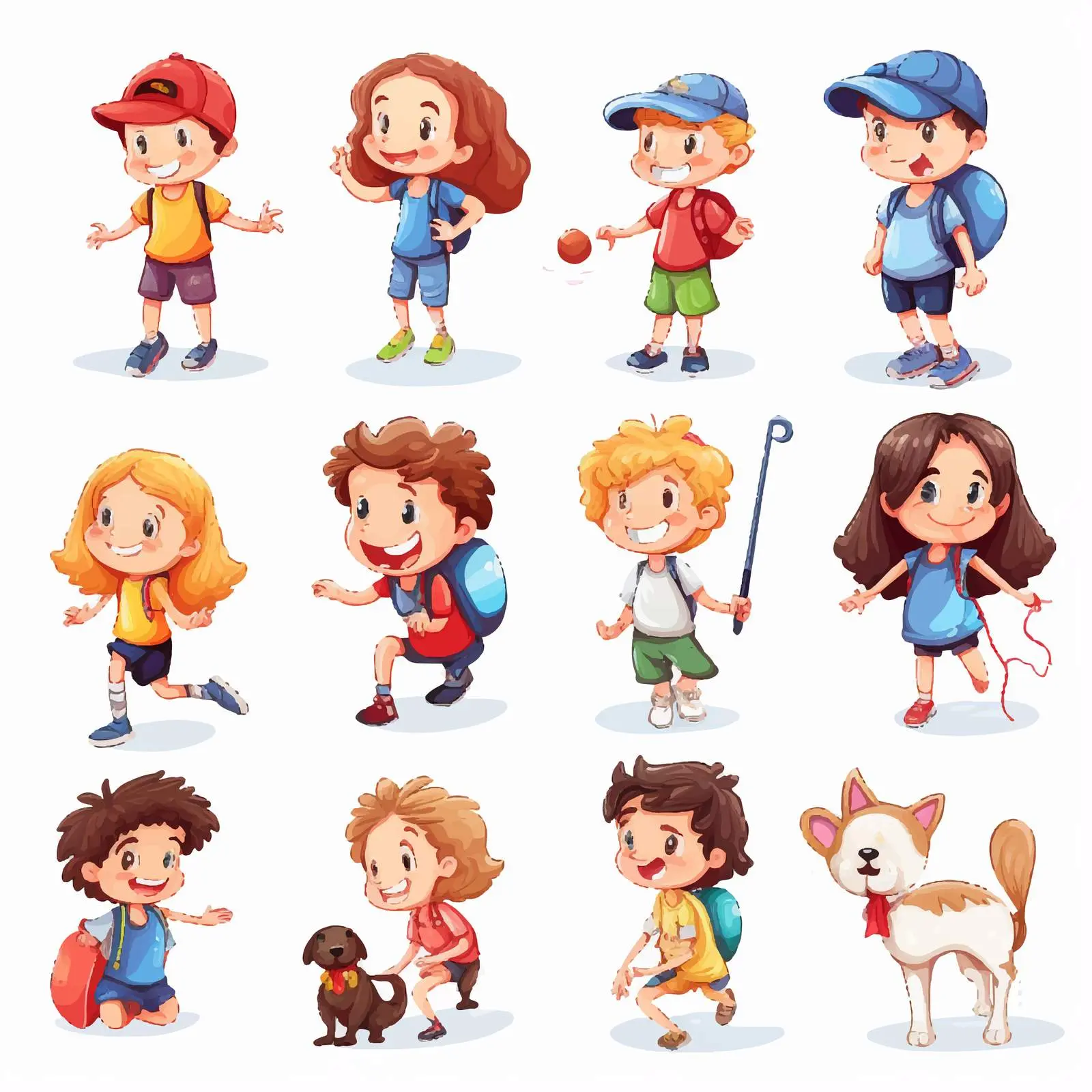Children Engaging in Various Fun Activities Illustration — free download from Dotvec
