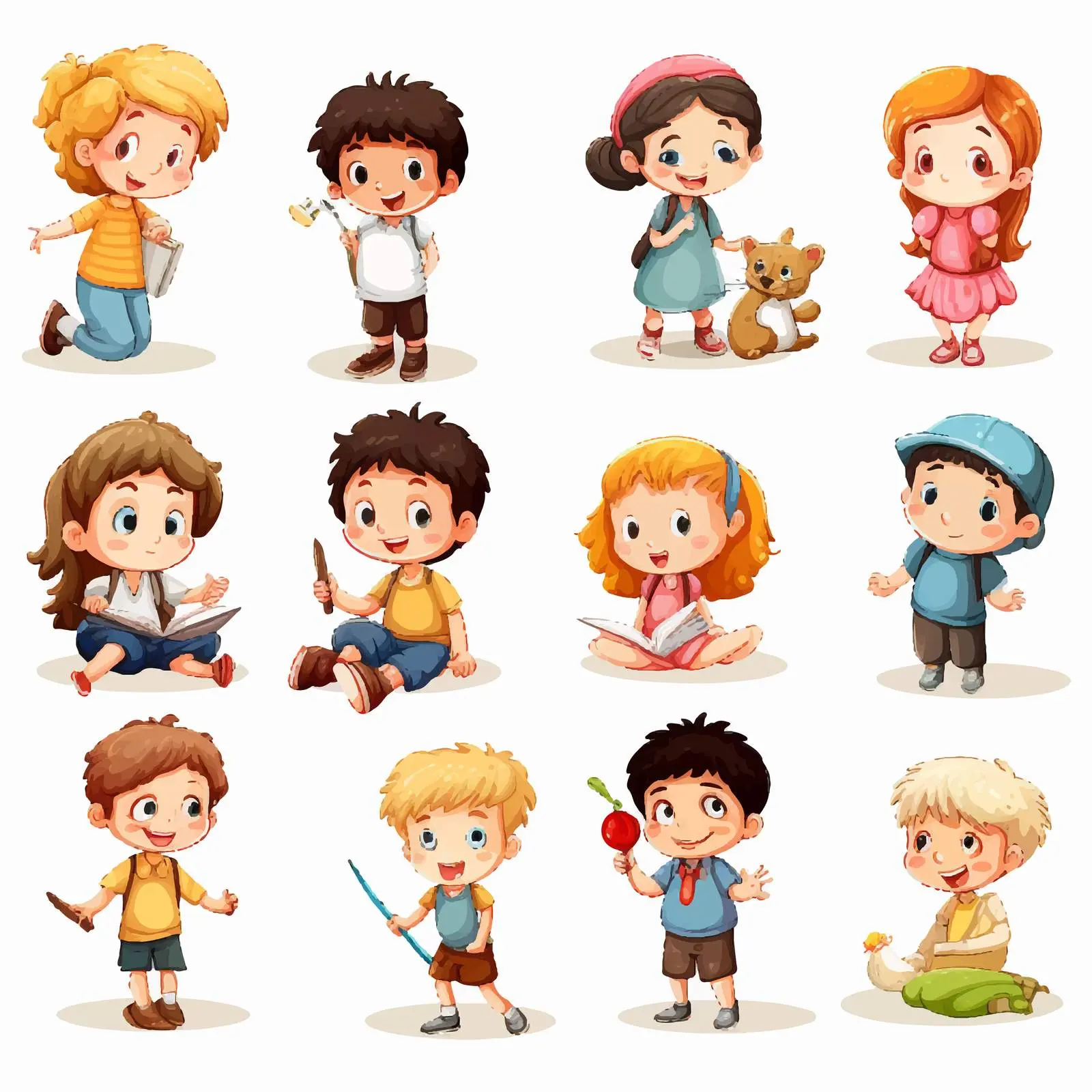Children Engaged in Various Fun Activities Illustration — free download from Dotvec