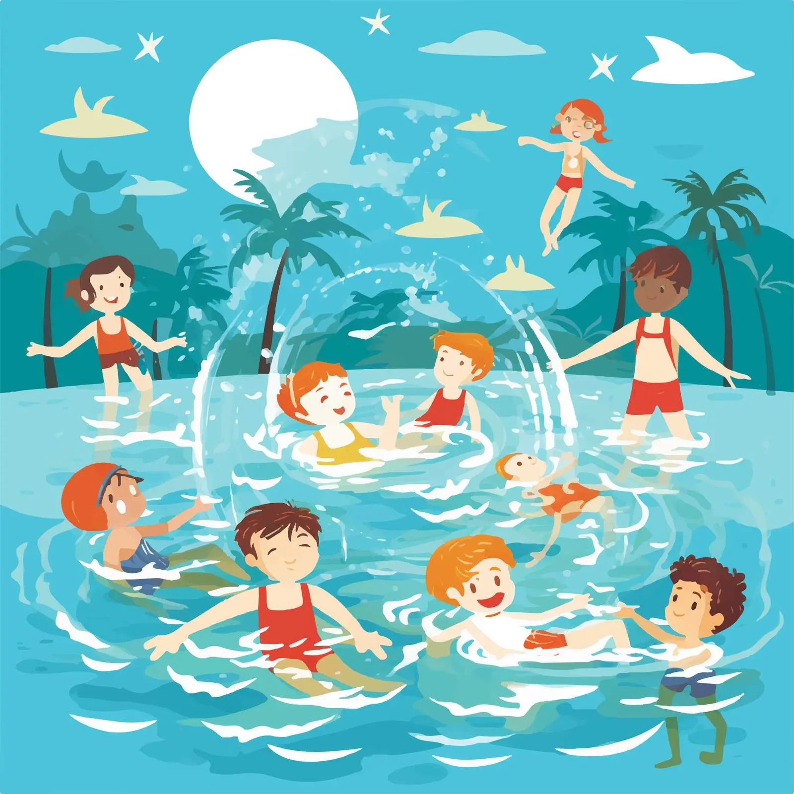 Children Enjoying a Fun Day at the Pool — free download from Dotvec
