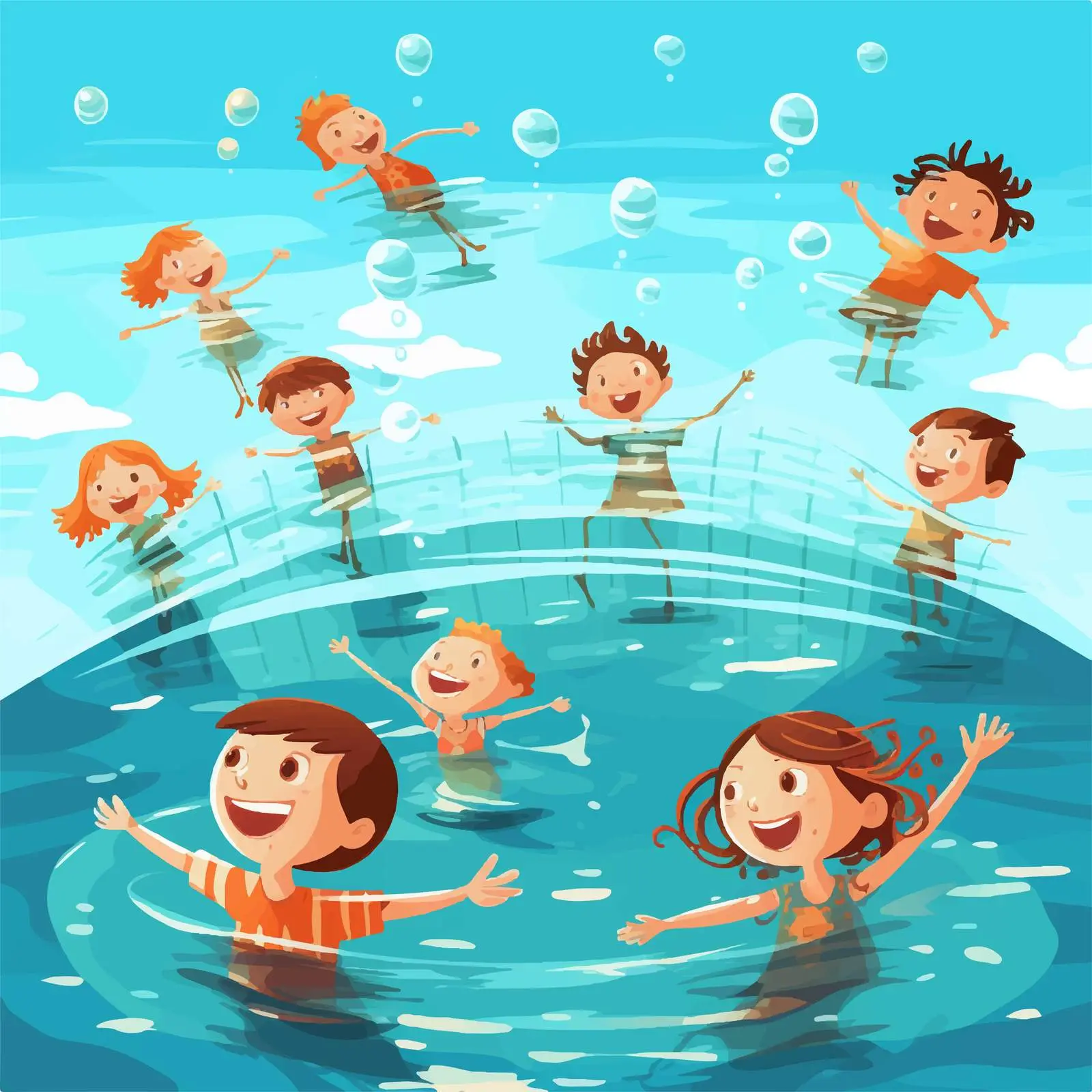 Children Enjoying a Summer Pool Day — free download from Dotvec