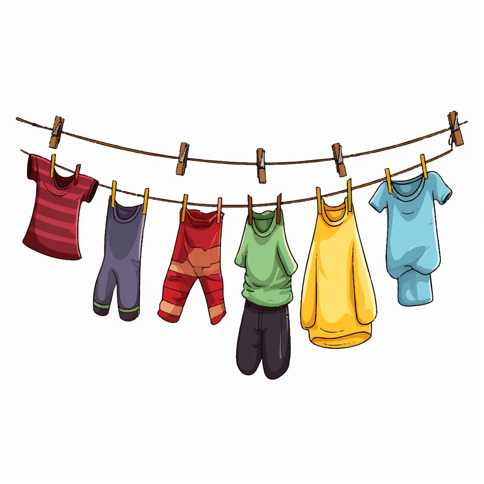 Clothes Hanging on Line Vector Illustration — free download from Dotvec