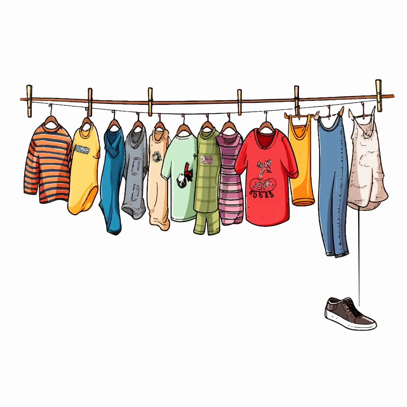 Clothes Hanging on a Line Illustration — free download from Dotvec