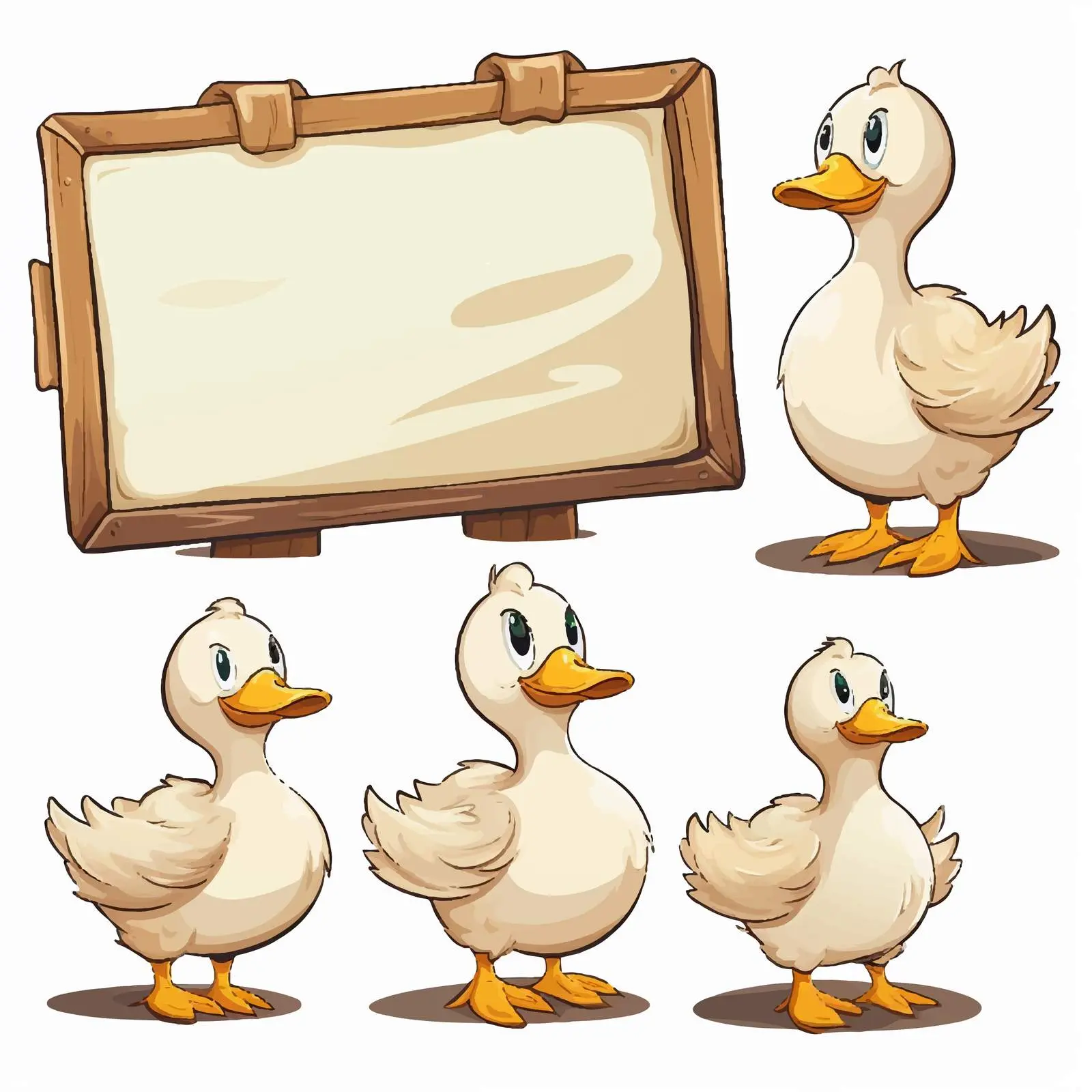 Duck Illustration with Wooden Sign Banner — free download from Dotvec