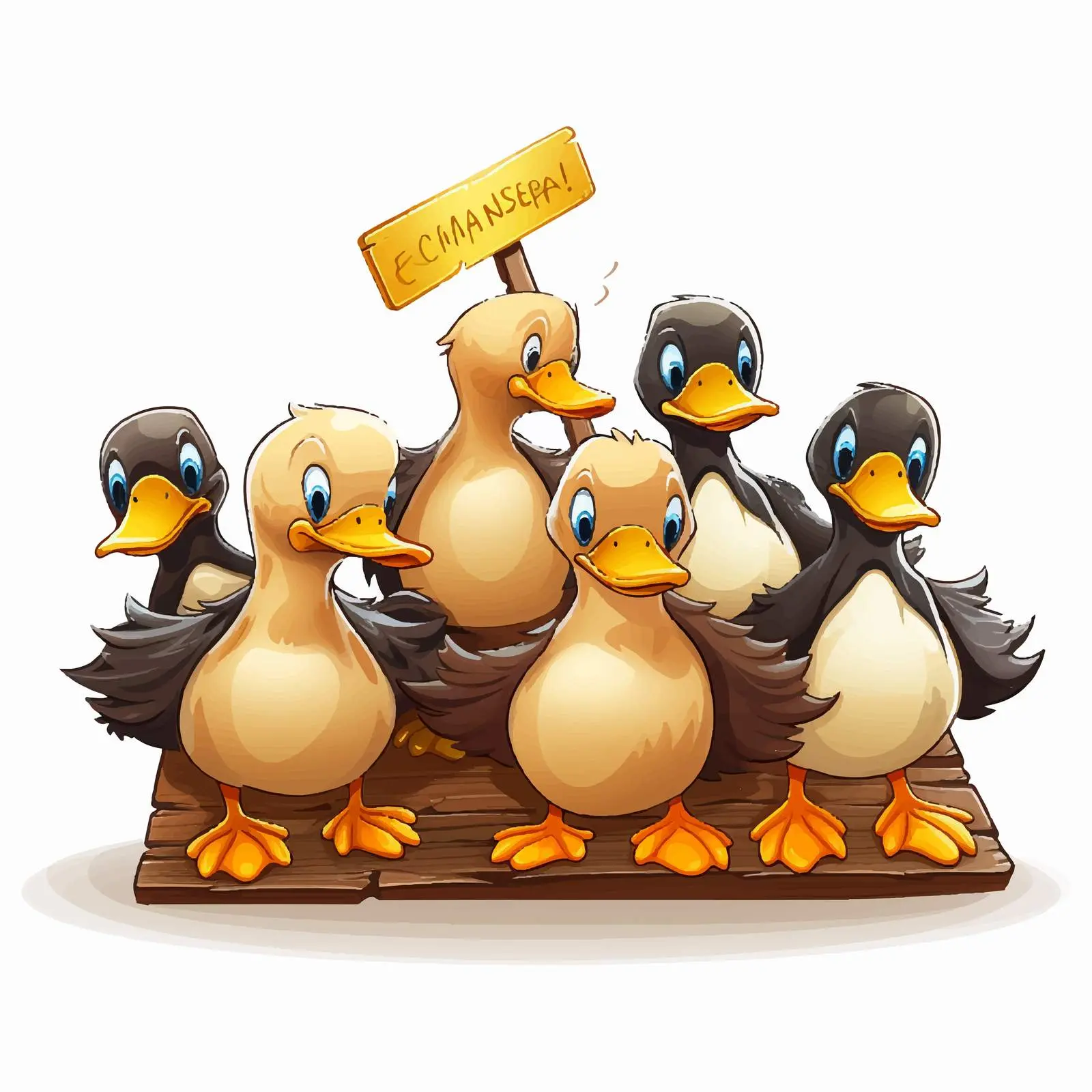 Duck Illustration with Wooden Sign Banner – free oar image from Dotvec