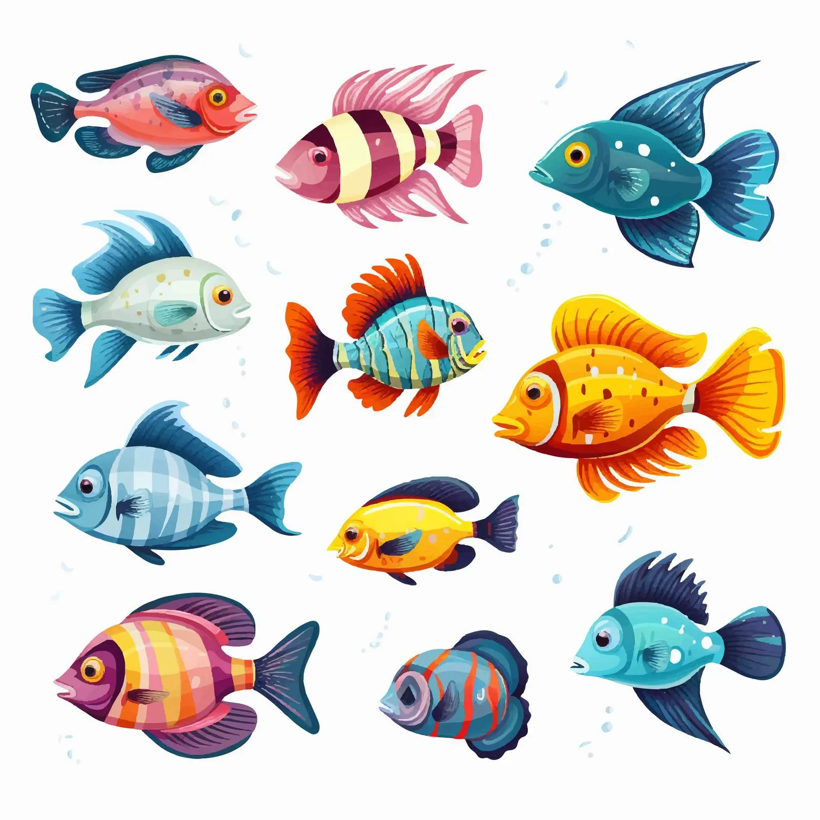 Exotic Fish Cartoon Character Underwater Scene — free download from Dotvec