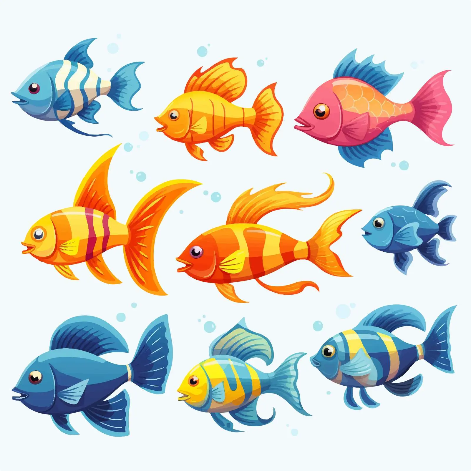 Exotic Fish Cartoon Characters Underwater Scene — free download from Dotvec