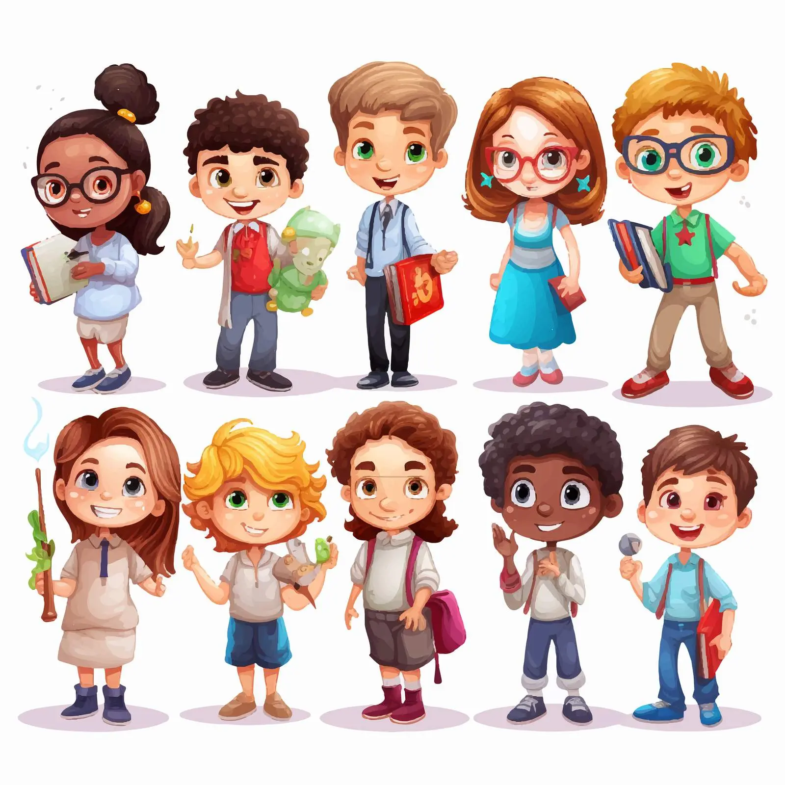 Kids Cartoon Characters Promoting STEM Education — free download from Dotvec