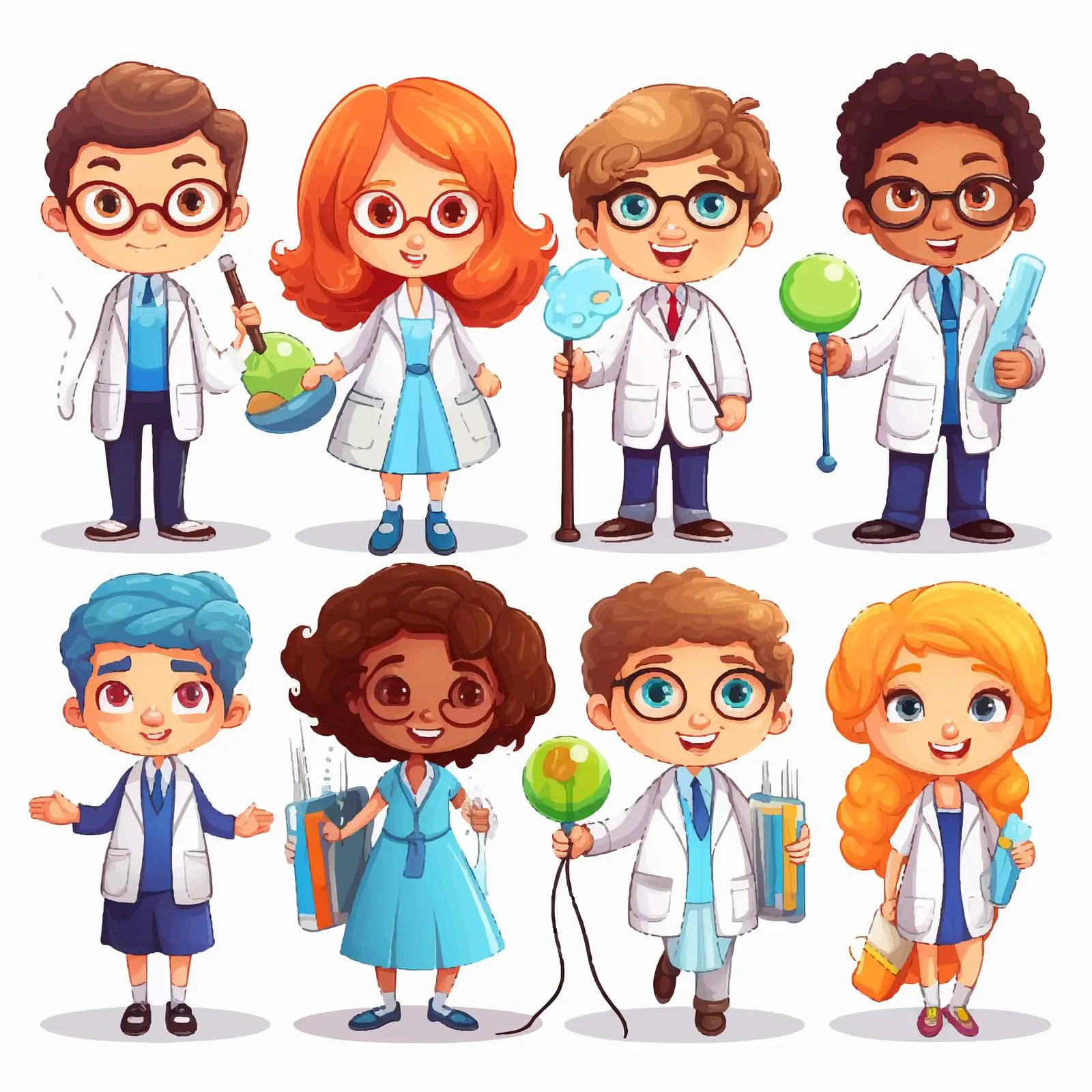 Kids Cartoon Characters in STEM Education Illustration — free download from Dotvec