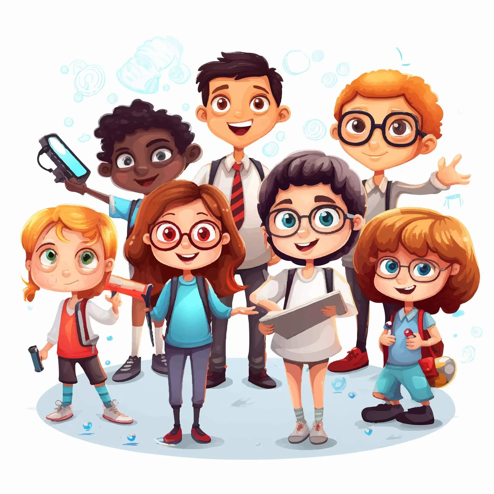 Cartoon Characters Promoting STEM Education — free download from Dotvec