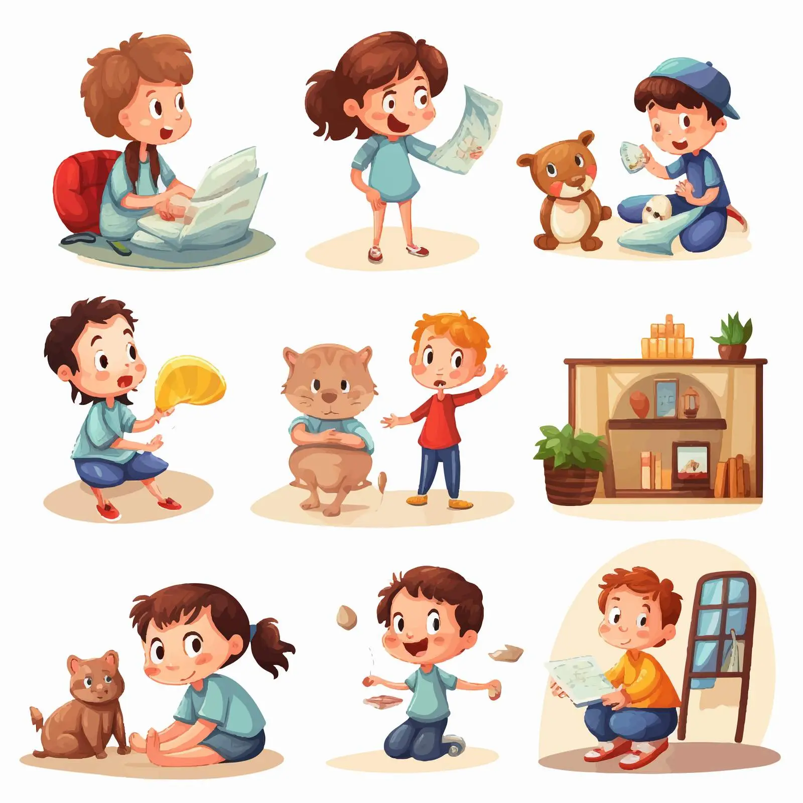 Kids Enjoying Various Activities at Home – free group play image from Dotvec