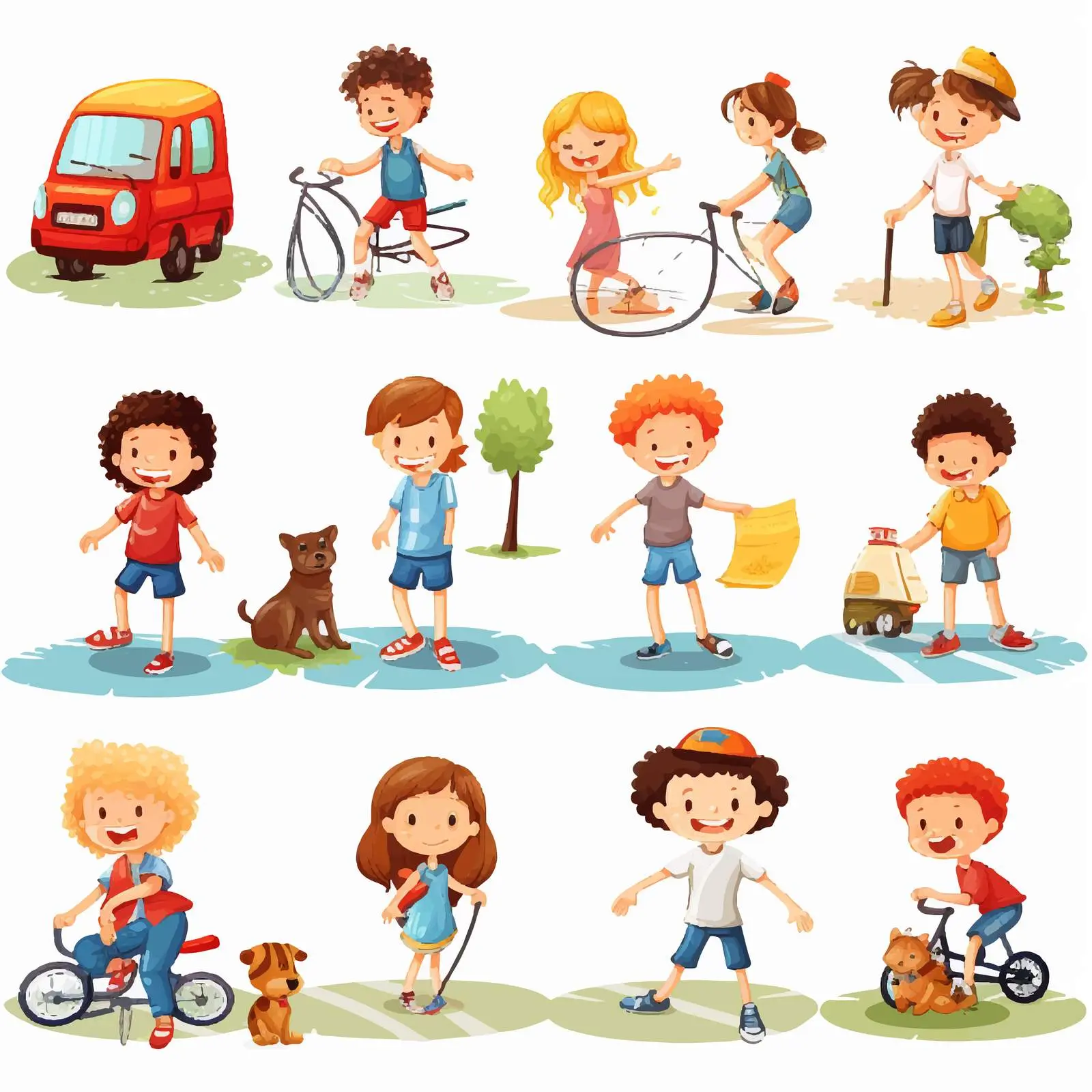 Children Engaging in Various Street Activities — free download from Dotvec
