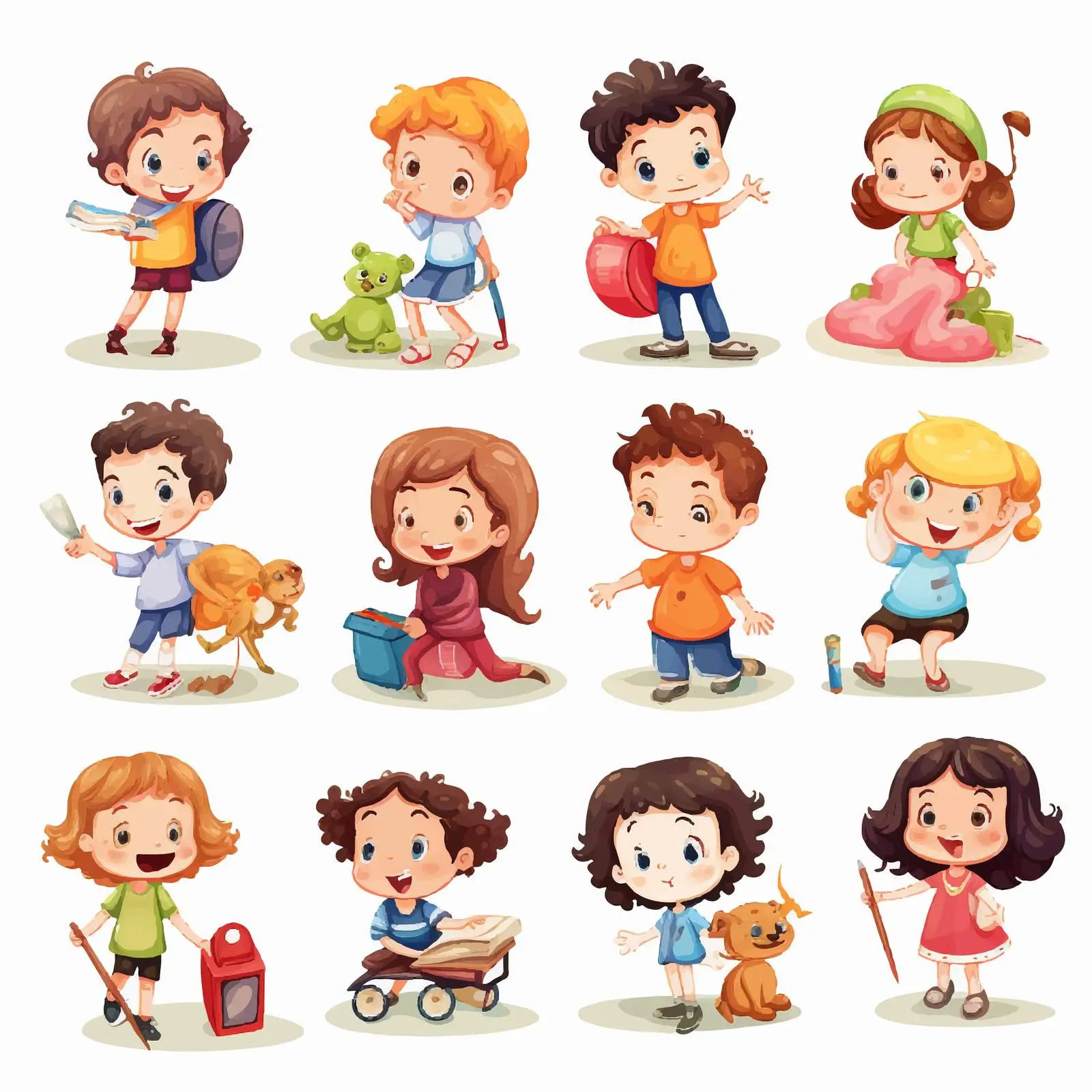 Kids Engaging in Various Activities Illustration — free download from Dotvec