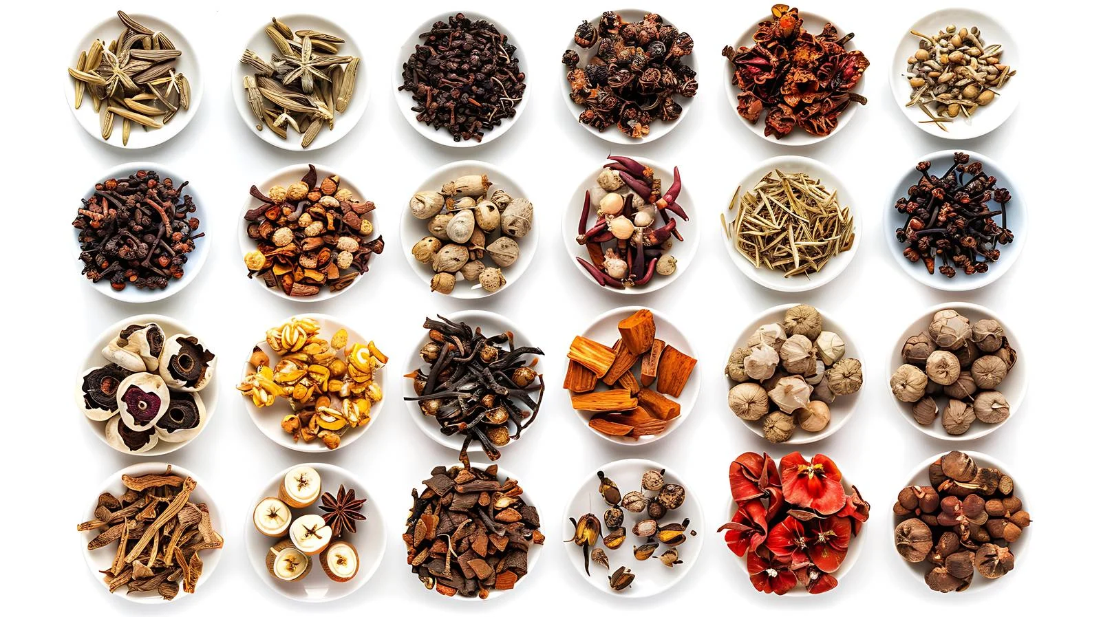 Assortment of Chinese Medicinal Herbs on White — free download from Dotvec