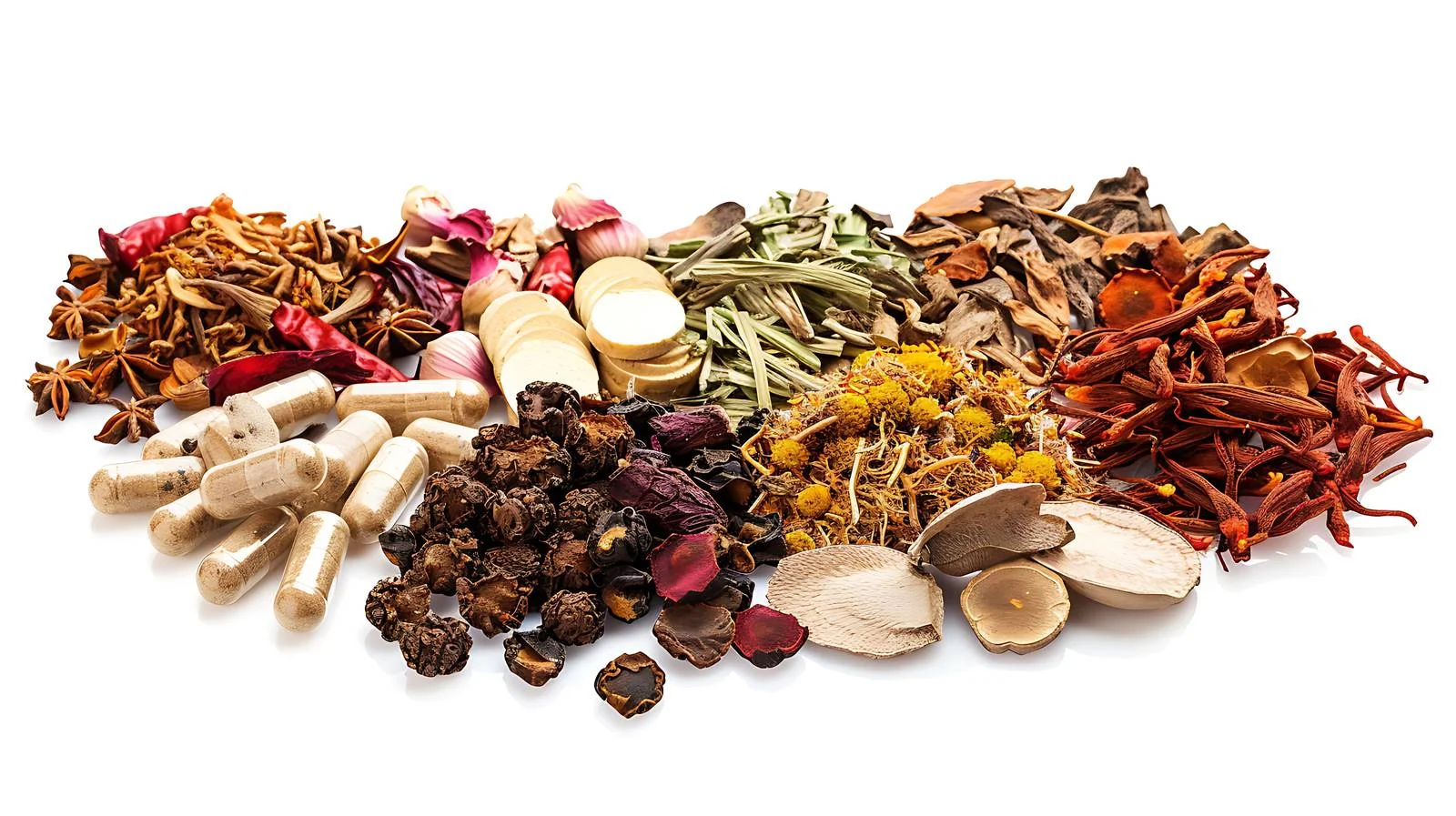 Diverse Chinese Herbal Medicine on White free images image from Dotvec