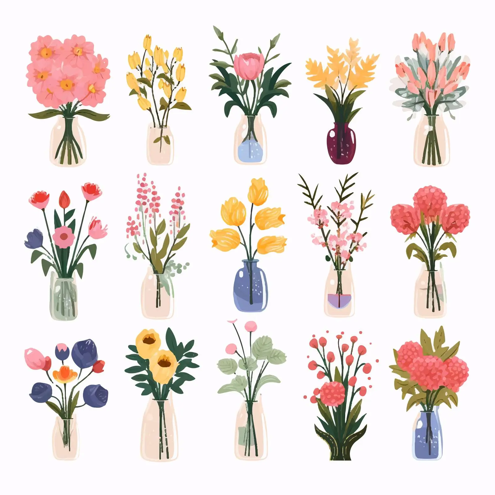 Modern Floral Bouquets in Elegant Vases — free download from Dotvec