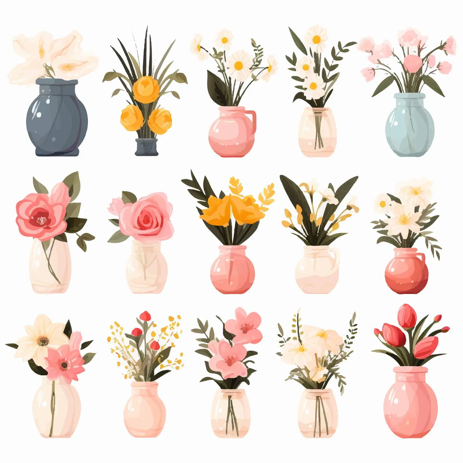 Modern Floral Bouquets in Elegant Vases — free download from Dotvec