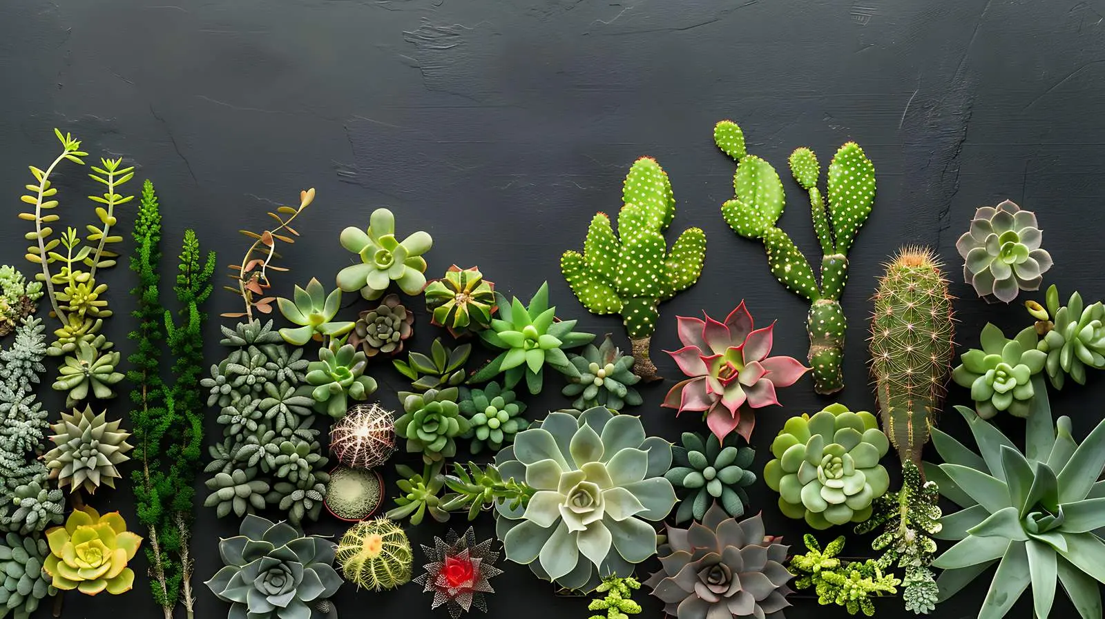Succulent Cactus Plants on Black Wall Background — free download from Dotvec